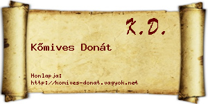 Kőmives Donát névjegykártya